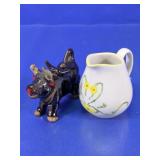 Vintage Ceramic Cow and Floral Creamer Set