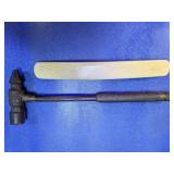 Vintage Metal Hammer and Curved Bone Tool
