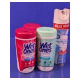 (4) Wet Ones Wipes & Disinfectant Spray
