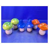 Painted Wooden Mushroom Figurines