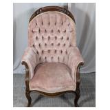 Vintage Tufted Mauve Velvet Armchair