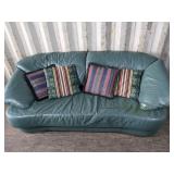 (1) Green Leather Sofa