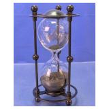 Glass and Metal Hourglass with Black Sand