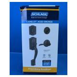 Schlage Camelot Front Entry Handleset Aged Bronze