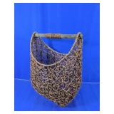 Handwoven Rope Basket With Wooden Handle