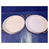 Round Metal Serving Trays w/ Rope Handles