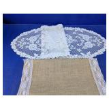 Rustic Burlap & Lace Table Runner Set
