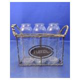 Wire Basket w/ Glass Bottles ï¿½FLEURS?
