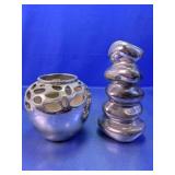 (2) Contemporary Mercury Glass Decor Pieces
