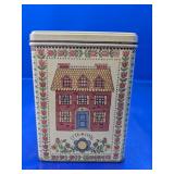 Decorative Metal Tin with House Motif