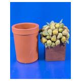 Terracotta Wine Chiller & Faux Pear Topiary Set