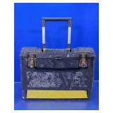 Rolling Plastic Tool Box with Telescoping Handle