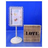 Decorative Wood Love Sign & Tabletop Frame