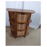 Wooden Side Table With Wicker Drawers
