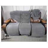 Brown Faux Leather Power Reclining Sofa