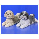 Pair of Lying Shih Tzu Dog Figurines