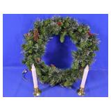 Artificial Pine Wreath With Candle Lights