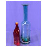(2) Decorative Glass Bottles