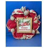 Merry Christmas Red Truck Deco Mesh Wreath