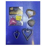 (5)Vintage Heart Charm & Pendant Crafting Lot