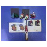 (6)Vintage Hand-Painted Christmas Jewelry Lot