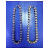 (2)Vintage Wooden Bead Necklaces Duo