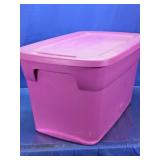 Large Pink Plastic Storage Tote w Lid