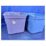 Pair of Plastic Storage Bins Purple and Blue