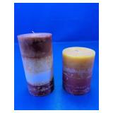 Set of 2 Multi-Color Textured Pillar Candles