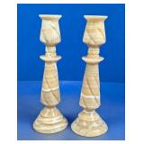 (2) Marble Stone Candlesticks