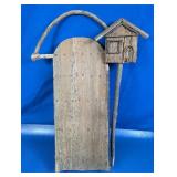 (2) Rustic Wooden Sled w/Cabin Accent