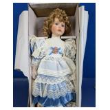 Porcelain Doll Blue White Lace