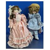 Porcelain Dolls Pink and Blue Dresses