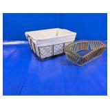(2)Rustic Metal Storage Baskets Duo