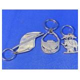 (3) Assorted Pewter Keychains