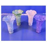 (4) Art Glass Trumpet Vases