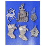 (6) Assorted Pewter Charms Pendants