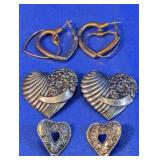 (3) Assorted Heart Earrings Sets