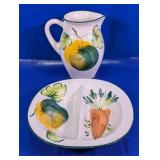 (2) Pizzato Ceramic Pitcher & Tray