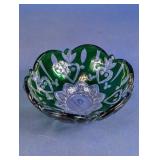(1) Green Pressed Glass Bowl