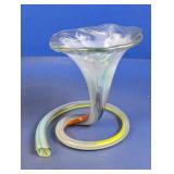 (1) Art Glass Swirl Stem Vase
