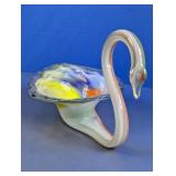 (1) Art Glass Swan Vase