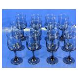 (12) Blue Stemmed Wine Glasses
