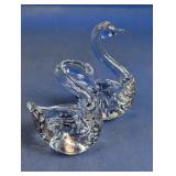 Pair of Hand Blown Glass Swan Figures