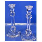 (2) Clear Glass Candlesticks