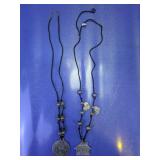 (2)Vintage Pewter-Tone Pendants on Cord