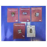 (5)Vintage Gingerbread Factory Pewter Pin Lot