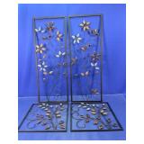 Metal Floral Wall Art Panels Set