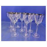 Clear Glass Stemware with Silver Rim