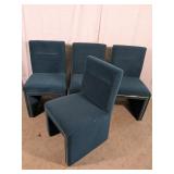 Teal Upholstered Accent Chair with Gold Trim